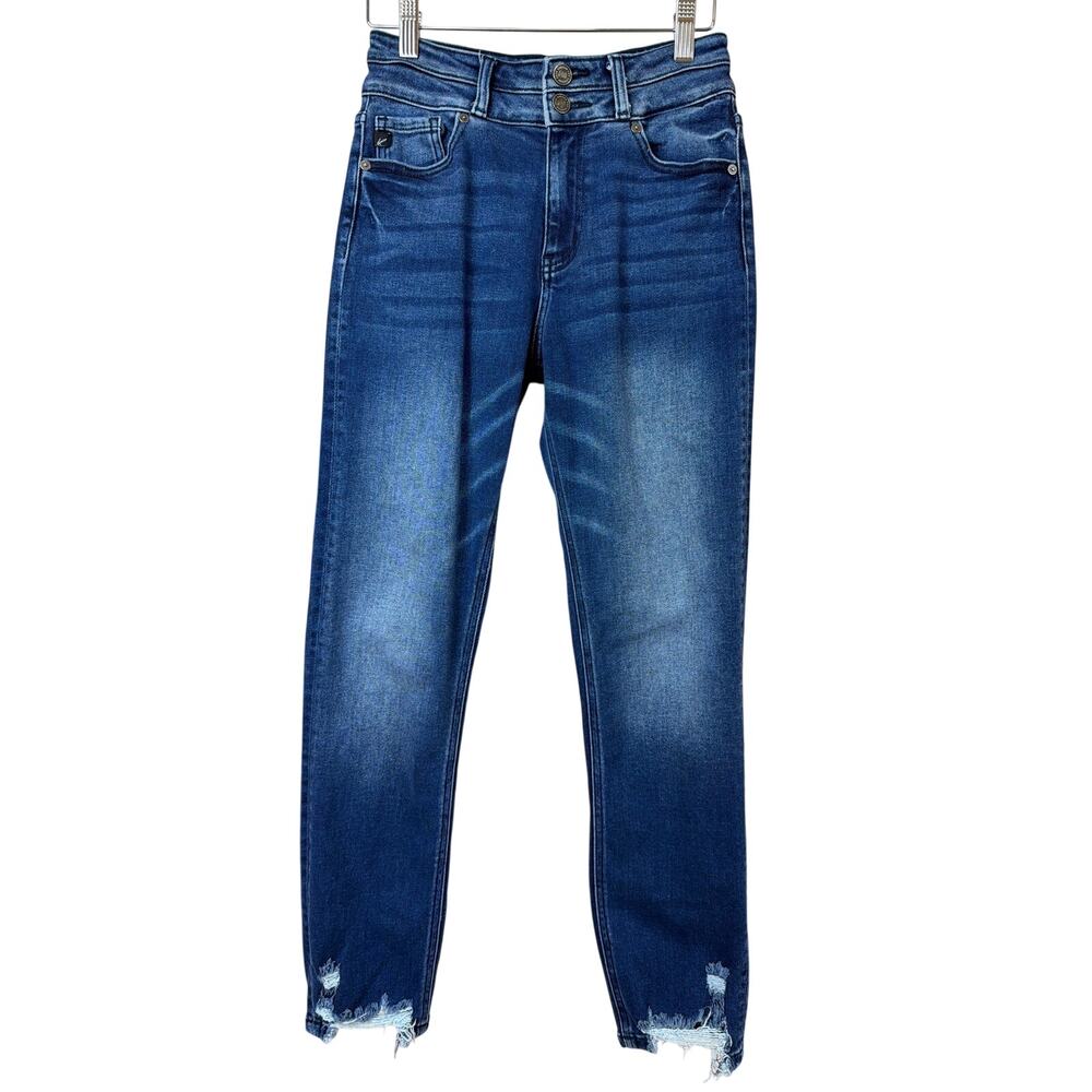 Kancan Blue Distressed Hem Straight Leg Jeans Size 5 26